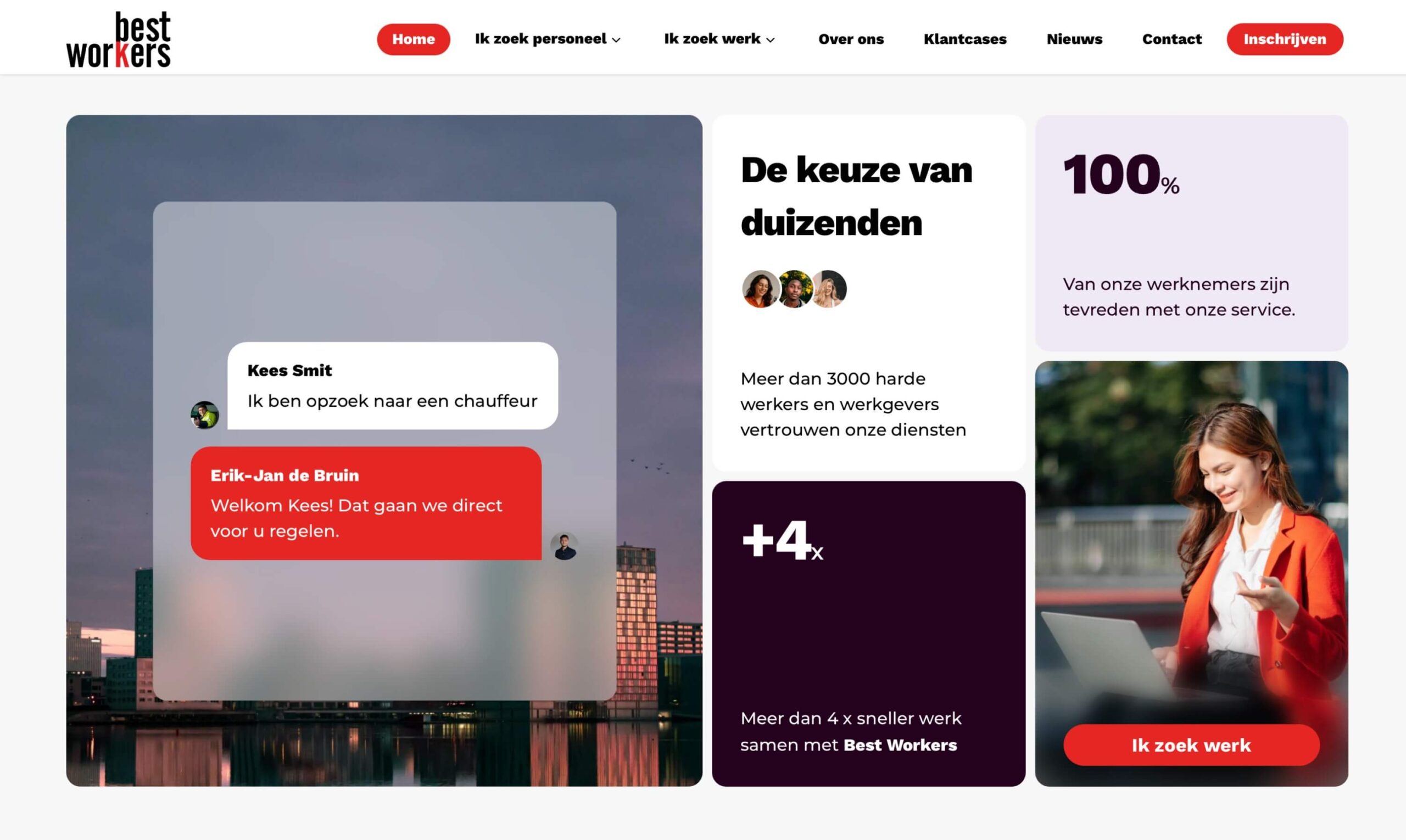Zakelijke website uitzendbureau Best Workers